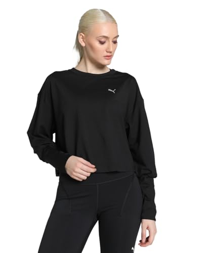 puma crew sweatshirt studio cloudspun, kurz, schweißabsorbierend, 525688