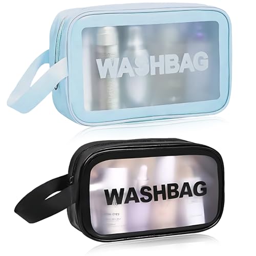 kwjeiulsoq kosmetiktasche 2 stück wasserdicht make up tasche blau schwarz groß transparent