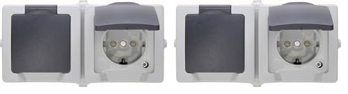 kopp nautic steckdose feuchtraum 2-fach mit klapp-deckel ip44 grau 16 a 250 v