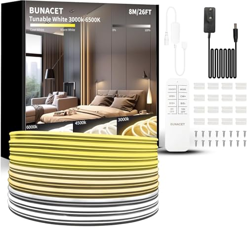 Bunacet LED Strip dimmbar 8M 24V warmweiß kaltweiß 3000K-6500K wasserdicht