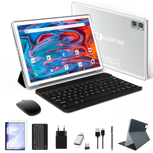 kadybe android tablet 10 zoll 128gb rom octa-core 1080fhd 7000 mah mit tastatur und stylus