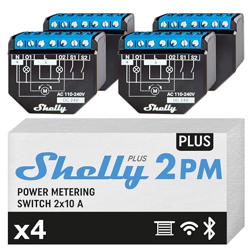 shelly plus 2pm, 4er set, generation 2, smart home schalter