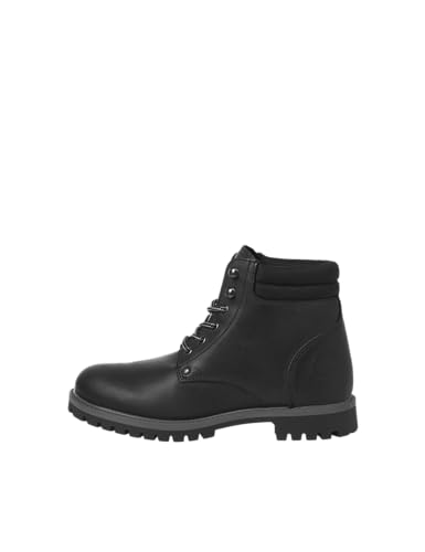 j Jack & Jones lederstiefel jfwstanton für herren, bequeme boots schwarz