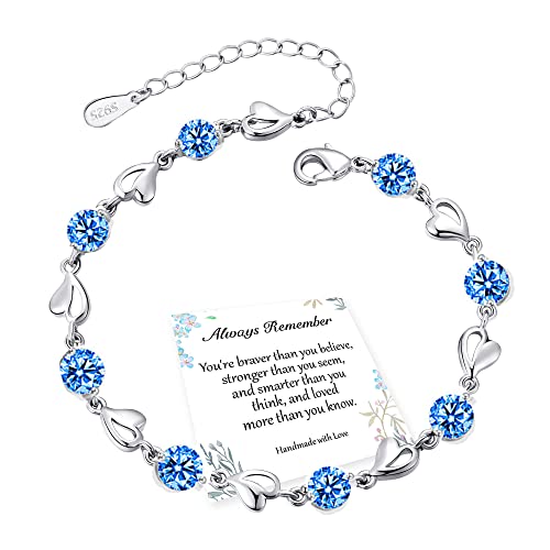 exgox armband silber damen 925 sterling silber herz mit kristall verstellbar