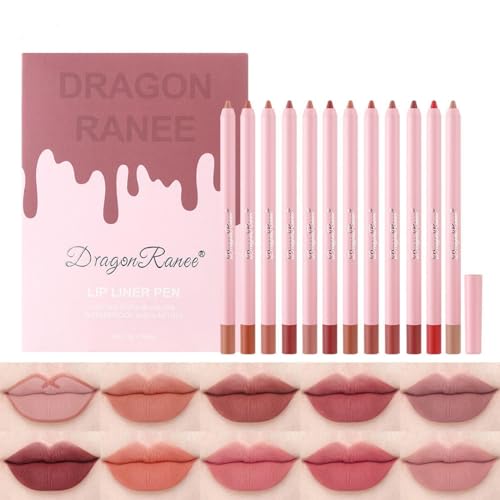 roseflower lipliner set 12 farben wasserfest langanhaltend nude konturenstift