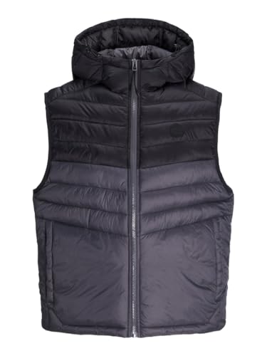 jack & jones bodywarmer herren weste mit kapuze asphalt/schwarz, m