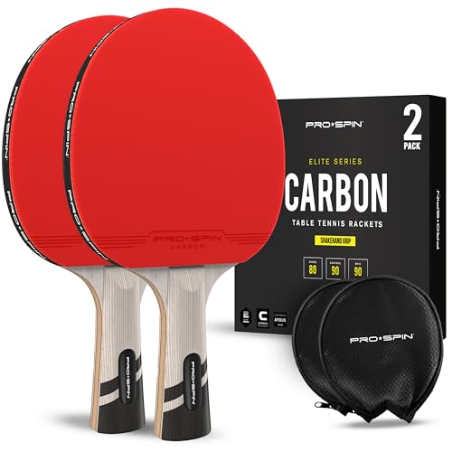 pro-spin tischtennisschläger carbon profischläger 2,0mm schwamm mit schutzhülle 2er-pack rot