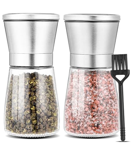 salt and pepper mill set, 2er set salzmühle und pfeffermühle, edelstahl, manuelle keramikmahlwerk