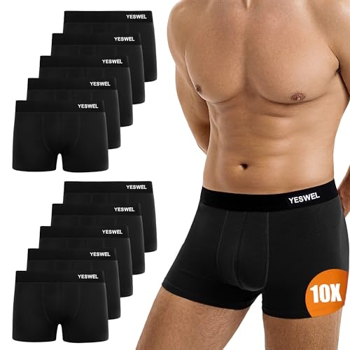 boxershorts 10er pack yeswel, 95% baumwolle, ohne kratzenden zettel, s-4xl, mehrfarbig