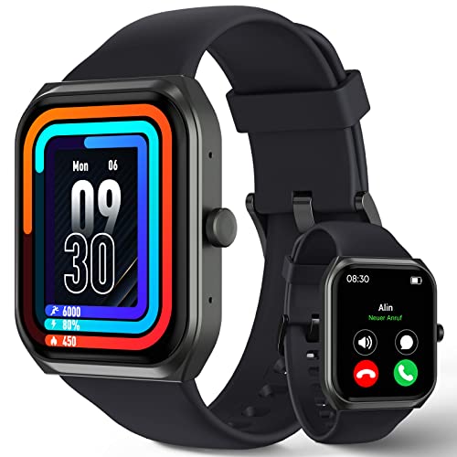 smartwatch herren tuyoma mit telefonfunktion, 1.91" smart watch, ip68 wasserdicht, herzfrequenz, spO2, schlafmonitor, schrittzähler, kompatibel mit android und ios