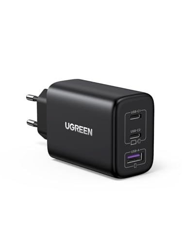 ugreen 65w usb c ladegerät 3-port netzteil pd schnellladegerät kompatibel mit macbook, iphone, samsung