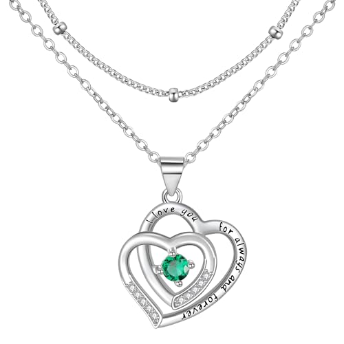 Lydreewam kettenset geburtsstein mai silber 925 damen herz mit zirkonia geschenk
