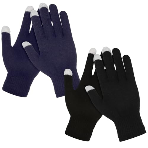 WLLHYF touchscreen winterhandschuhe 2 paar warm winddicht dehnbar schwarz blaugrau