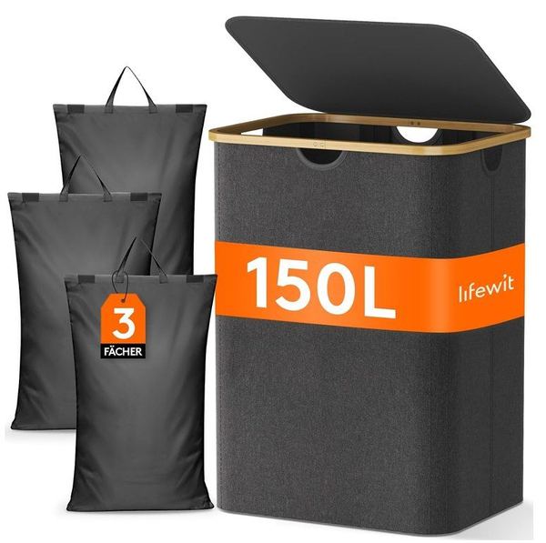 Faltbarer Lifewit Wäschekorb 150L mit Deckel, verschiedene Farben, 15,86