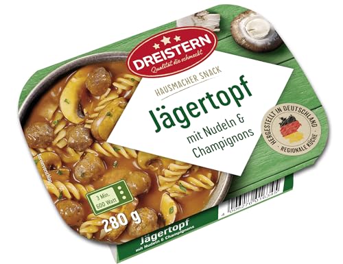 jägertopf 280 g mit pilzen und nudeln, herzhafte mikrowellenmahlzeit