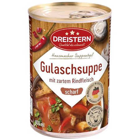 drei stern 4 x 400g gulaschsuppe scharf mit zartem rindfleisch ab 6,56 euro