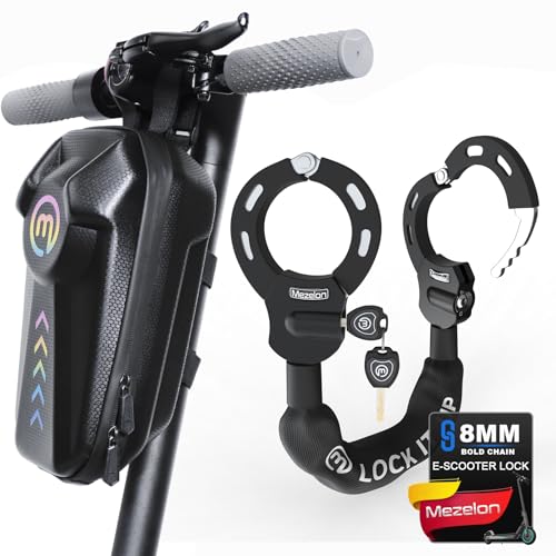 mezelon e scooter schloss, 8mm kette handschellenschloss für xiaomi, segway, ninebot