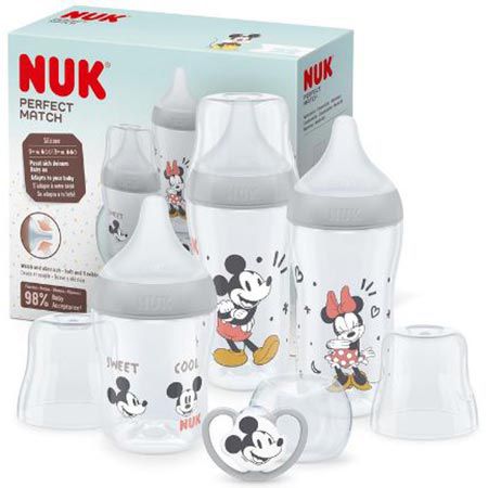 nuk perfect match micky maus babyflaschenset 4er pack für 22 euro