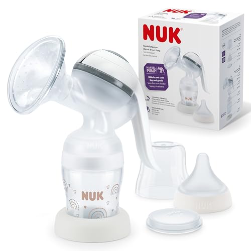 nuk handmilchpumpe mit silikonkissen und babyflasche 150ml - perfekt geeignet