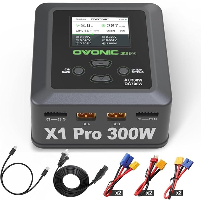 Produktbild: OVONIC Lipo Ladegerät 300W AC / 700W DC 16A für 2S-6S LiPo, LiHv, NiMH