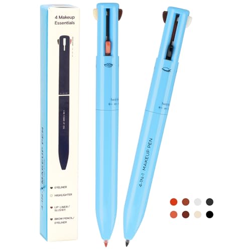 Produktbild: beaufairy multifunktionaler makeup pen 4 in 1 wasserfest 2pcs augenbrauen eyeliner lipliner markierer blau