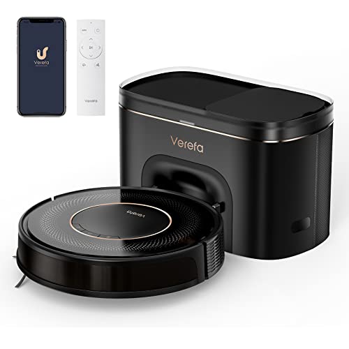 verefa robot vacuum cleaner 3200pa mit saugstation, kompatibel mit alexa und app