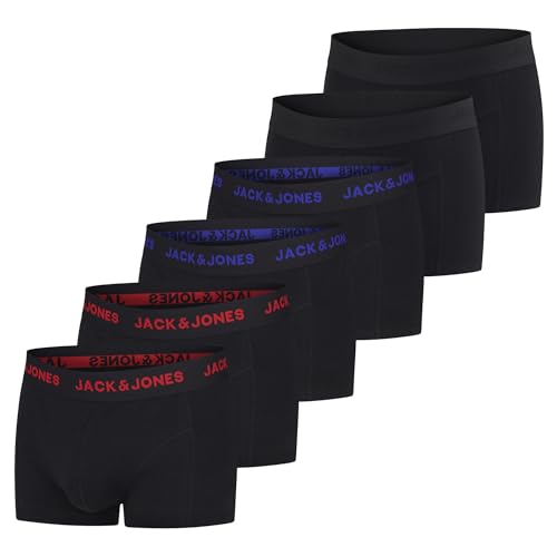 jack & jones boxershorts herren 6er pack baumwolle trunks schwarz rot grün blau grau Größe L