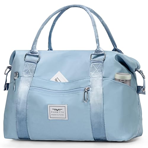 fioretto damen reisetasche sporttasche weekender bag wasserdicht blau medium