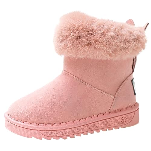 Fudaolee kinder winterstiefel mädchen gefütterte schneestiefel plüsch z-rosa 32,5 eu