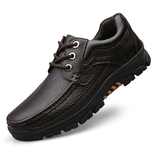 wnukato herrenschuhe schnürer lederschuhe freizeitschuhe business casual braun 43.5 eu