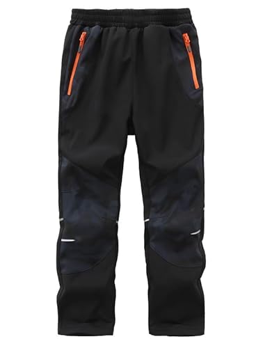 Kinder Softshellhose Schneehose Thermohose Jungen Mädchen Winter Outdoor Schwarz/Tarnung 134-140
