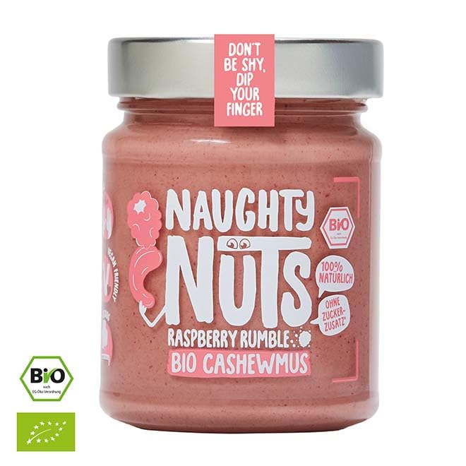naughty nuts cashewmus mit himbeere - bio, vegan, ohne palmöl und zucker - 250 g
