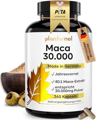 maca kapseln hochdosiert 30.000mg pro kapsel 365 stück vegan plantomol