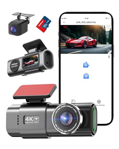 wifi dashcam auto vorne hinten 4k 1080p mit app steuerung 64G sd karte nachtsicht