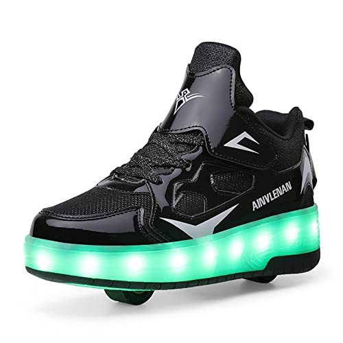 kinder sneaker husksware, 2-rad skateboard schuhe, usb farbwechsel licht, schwarz 38 eu