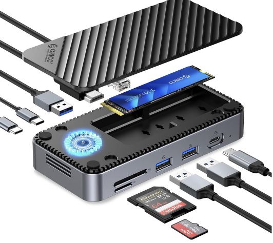 orico 10in1 usb-c dockingstation mit usb 3.2 und ssd adapter für 53,99 euro