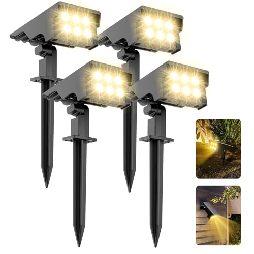 Produktbild: solarlampen 2700k warmweiß meikee solarstrahler ip66 wasserdicht 4 stück für außen