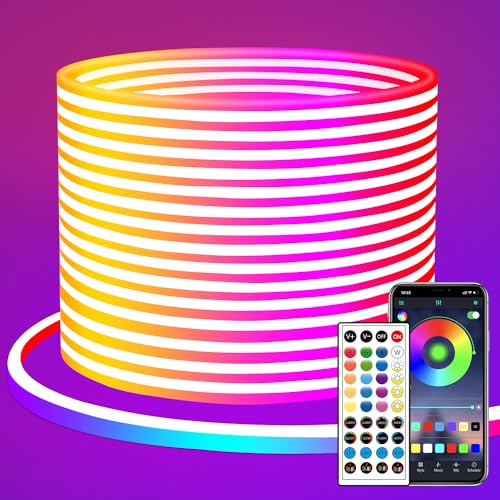 segrass neon led strip 20m app steuerung fernbedienung rgb ip65 für innen und außen