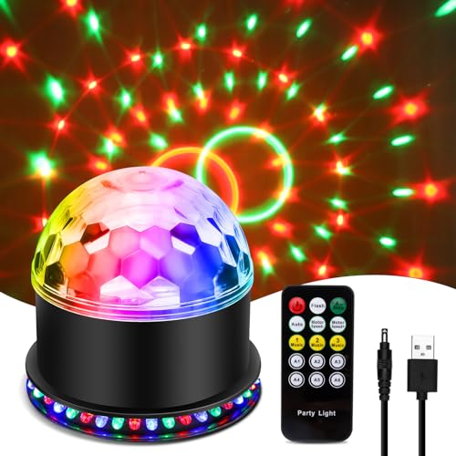 led discokugel 5w rgb partylicht mit fernbedienung, musikgesteuert 7 farben