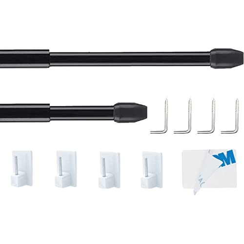 gardinenstange ausziehbar 2 stück für fenster küche schrank diy 31-50 cm schwarz