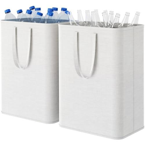 lifewit pfandflaschen sammelbehälter 80l, 2er set mit deckel, aufbewahrung leergut weiß