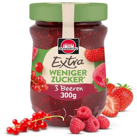 Produktbild: schwartau extra 3 beeren fruchtaufstrich weniger zucker 300g ab 1,69