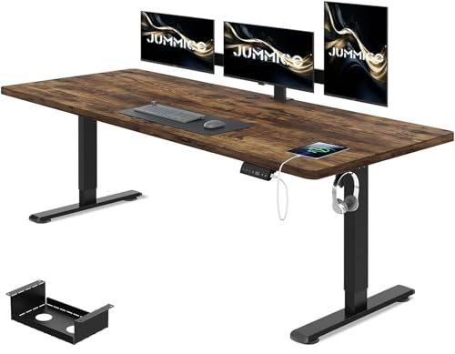 jummico höhenverstellbarer schreibtisch 180 x 80 cm mit kabeltray und usb, ergonomisch