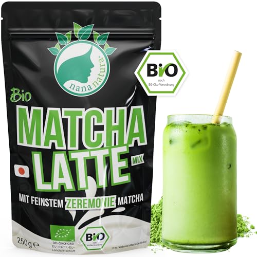 bio matcha latte instant pulver von nananatura, 250g, glutenfrei, heiß oder kalt