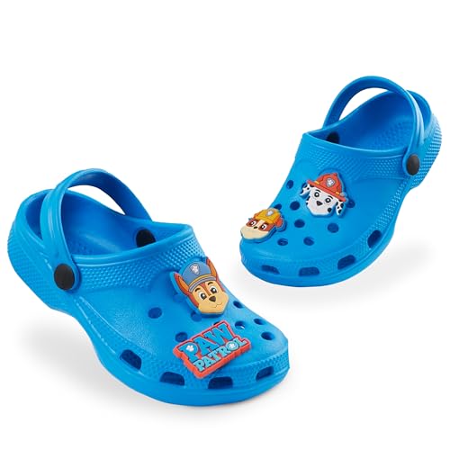 paw patrol clogs kinder, gartenschuhe blau mit anhängern, größe 33 eu