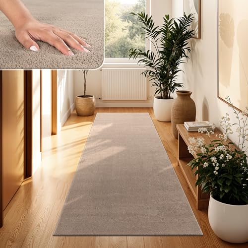 Produktbild: paco home waschbarer teppich anthrazit 60 x 100 cm kurzfloriger rutschfest weich modern