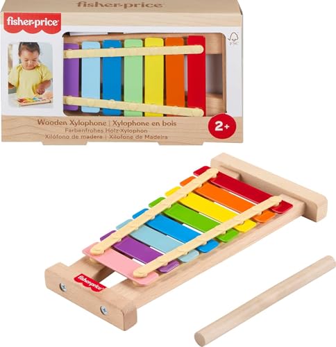 fisher-price holz-xylophon für baby und kleinkinder, spielzeug mit schlegel