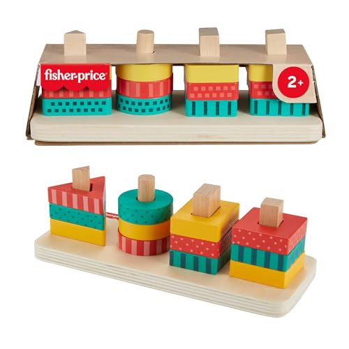 fisher-price sortierspielzeug aus holz für kleinkinder, 13 teile, ab 2 jahren