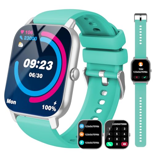 csasan smartwatch damen herren mit telefonfunktion 1,85 zoll hd ip68 wasserdicht sportuhr azurblau