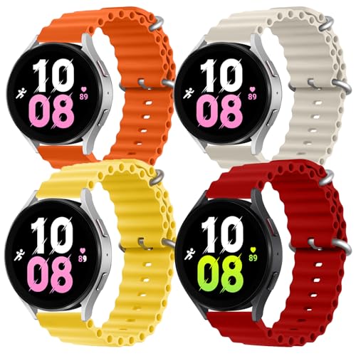 silikonarmband 4er set für samsung galaxy watch 6/5/4 40mm 44mm, starlight/gelb/orange/rot